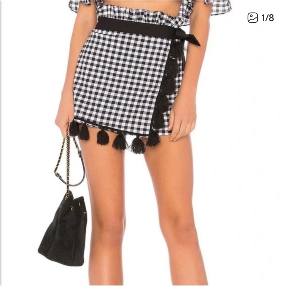 Revolve Misa Los Angeles plaid tassel skort Small
